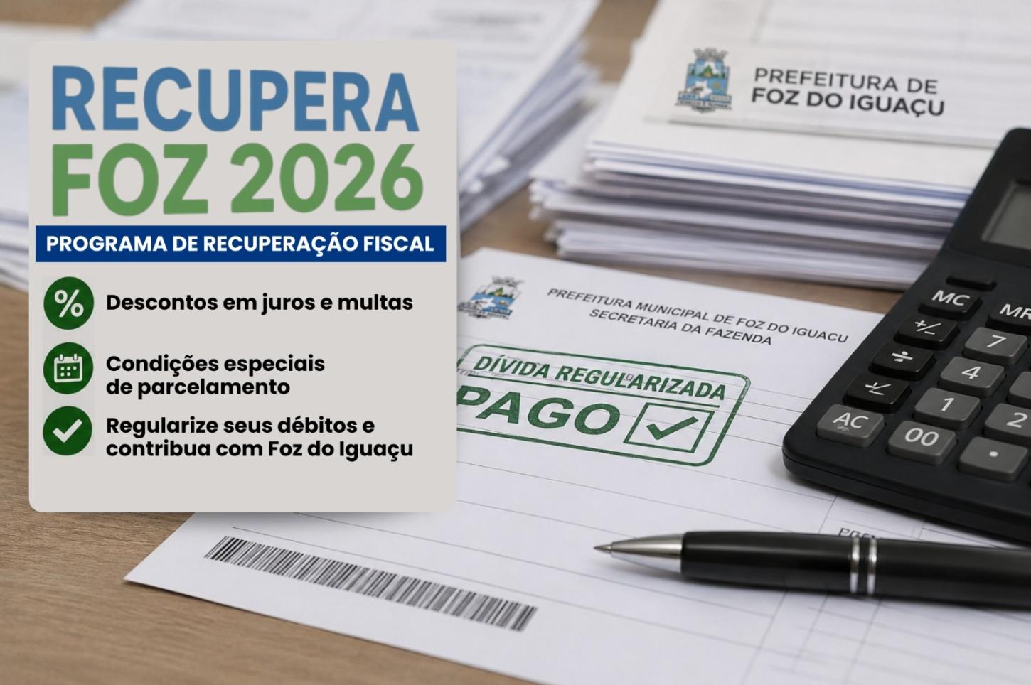 RecuperaFoz 2026 vai  facilitar regularização de dívidas com o Município
