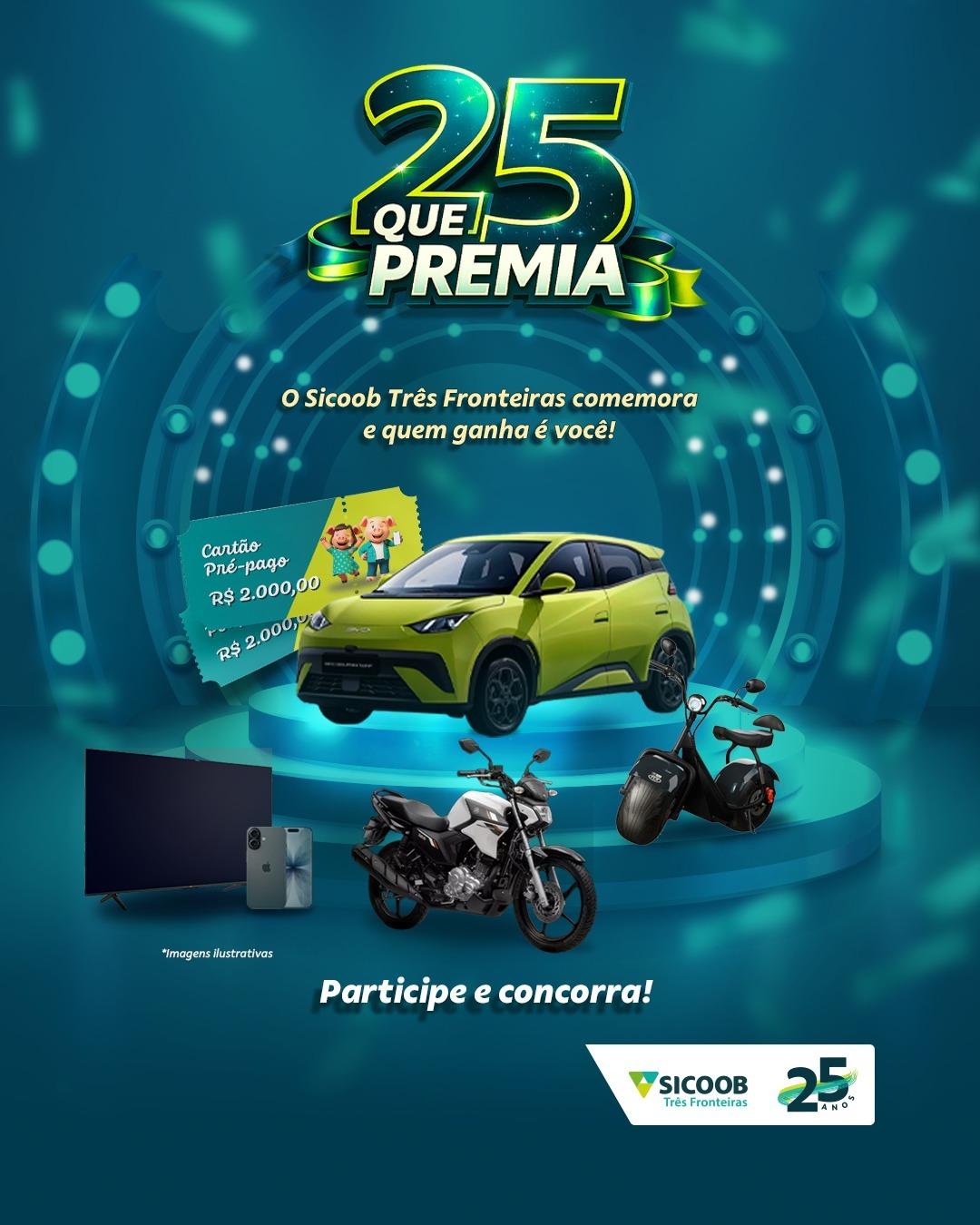 Sicoob Três Fronteiras realiza sorteio da promoção “25 que Premia” nesta segunda-feira