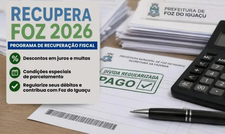 RecuperaFoz 2026 vai  facilitar regularização de dívidas com o Município